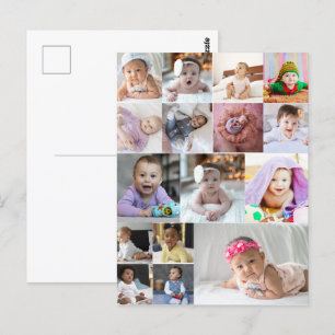 Gestalten Sie Ihre eigene Fotocollage mit 16 Fotos Postkarte