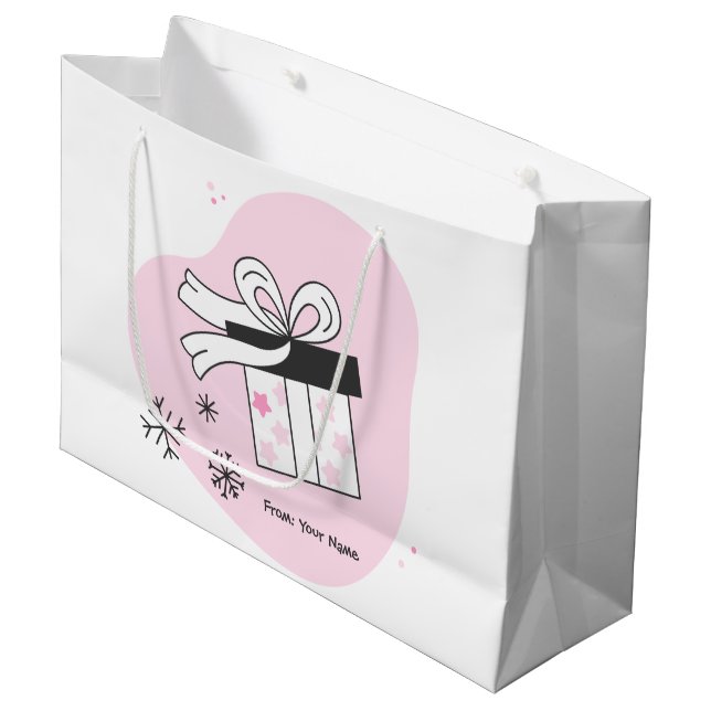 Gestalten Sie Ihre eigene Geschenkboxen & Schneefl Große Geschenktüte (Vorderseite Schrägansicht)