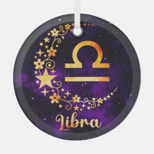 Gestalten Sie Ihre eigene Lila Libra Zodiac Ornament Aus Glas