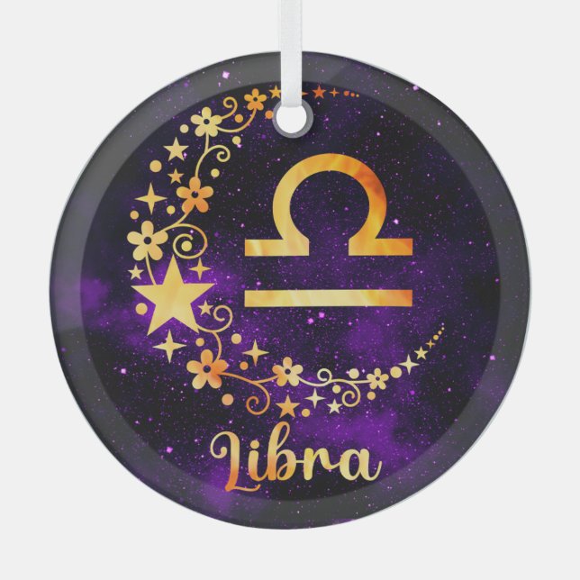Gestalten Sie Ihre eigene Lila Libra Zodiac Ornament Aus Glas (Vorderseite)