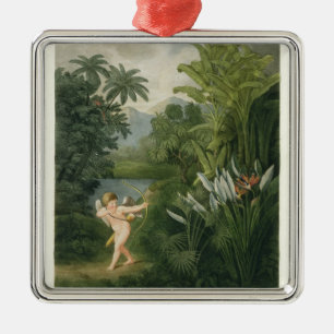 Gestalten Sie mit dem Amor landschaftlich, der Silbernes Ornament