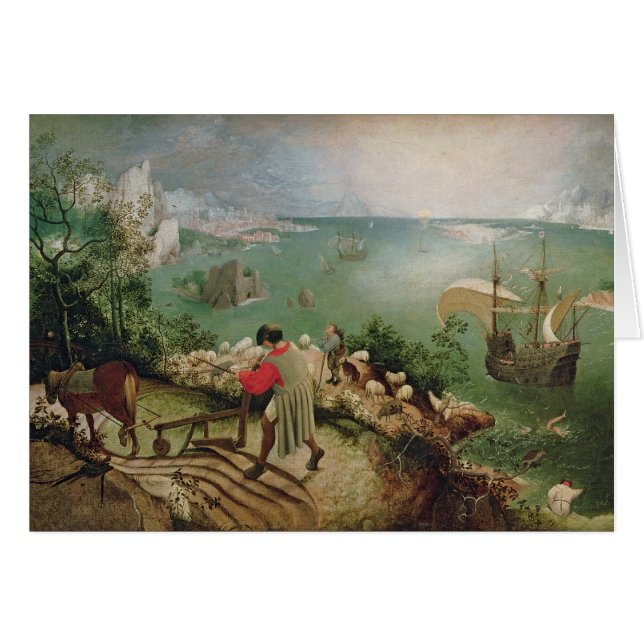 Gestalten Sie mit dem Fall von Ikarus, c.1555 (Vorderseite (Horizontal))