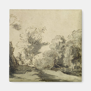 Gestalten Sie mit einem Weg, fast toter Baum auf Magnet