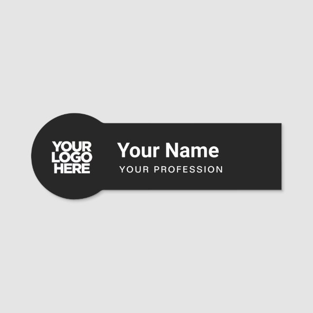 Gestaltete Button-Runde-Logos, schwarze Namensmark Namensschild (Vorderseite)