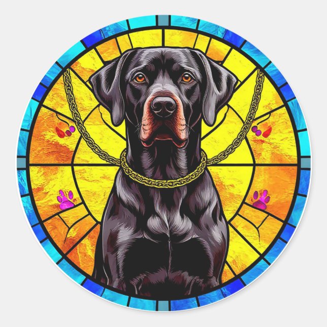 Gestaltete Glasarmaturen mit einem schwarzen Hund Runder Aufkleber (Vorderseite)