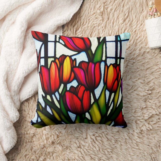 "Gestaltete Glasblüten: Blütenfarben durch Bläsche Kissen (Decke)