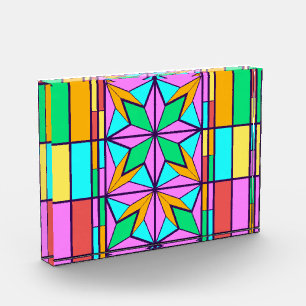 Gestaltete Glasmosaik Mondrian Style Fotoblock