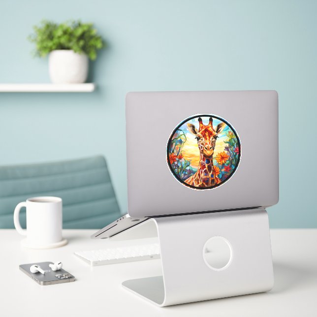 Gestaltete Glass Giraffe Digitale Kunst Aufkleber (Laptop auf Schreibtisch)