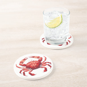 Gestaltete Glass Red Crab Getränkeuntersetzer