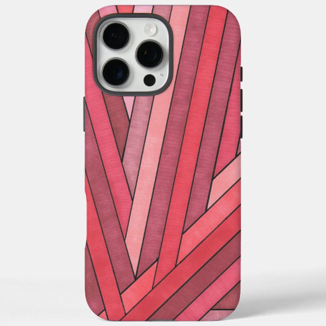 Gestaltete rote geometrische Streifengestaltung Case-Mate iPhone Hülle (Rückseite)