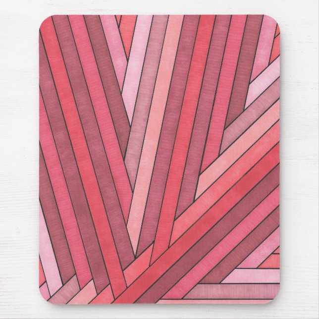 Gestaltete rote geometrische Streifengestaltung Mousepad (Vorne)