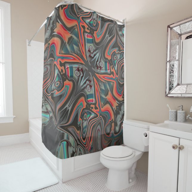 Gestaltete Spuren von grauer, lebender Koralle und Duschvorhang (Beispiel)