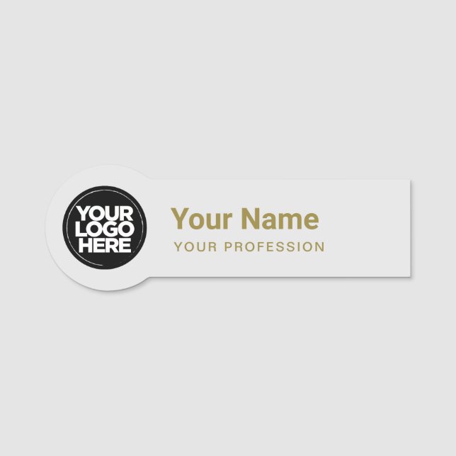 Gestaltetes Employee Button Round Logo Gold Gray (Vorderseite)