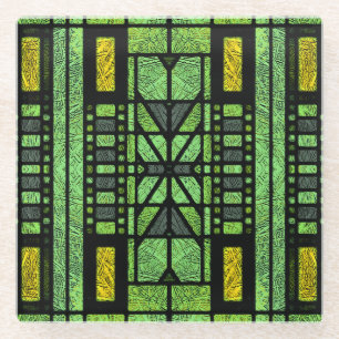 Gestaltetes Glas Art Deco in blau und grün Glasuntersetzer