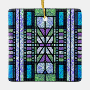 Gestaltetes Glas Art Deco in Blau und Lila Keramikornament