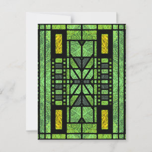 Gestaltetes Glas Art Deco in Grün und Gold Postkarte