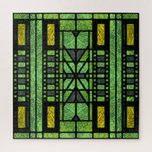 Gestaltetes Glas Art Deco in Grün und Gold Puzzle