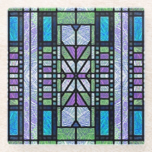 Gestaltetes Glas Art Deco in Lilac und Blau Glasuntersetzer (Vorderseite)