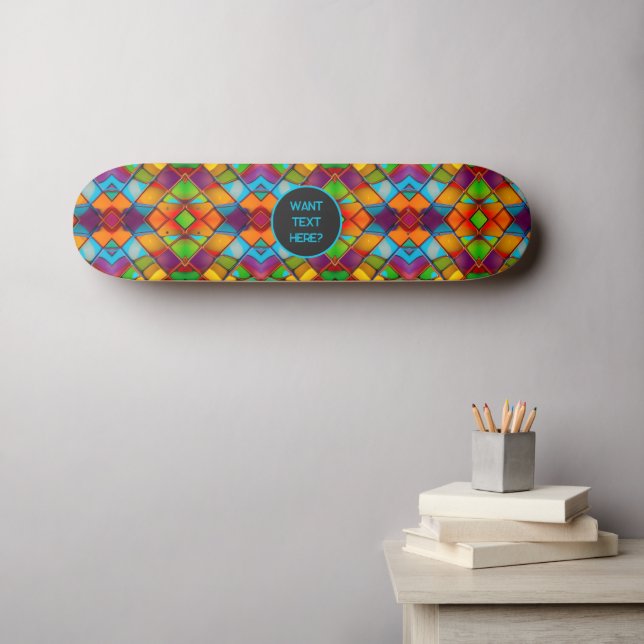 Gestaltetes Glas - farbenfrohe Mosaikfliese - Dem  Skateboard (Wandkunst (Horz))