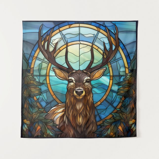 Gestaltetes Glas Hirsch Art Tapestry Wandteppich (Vorderseite)