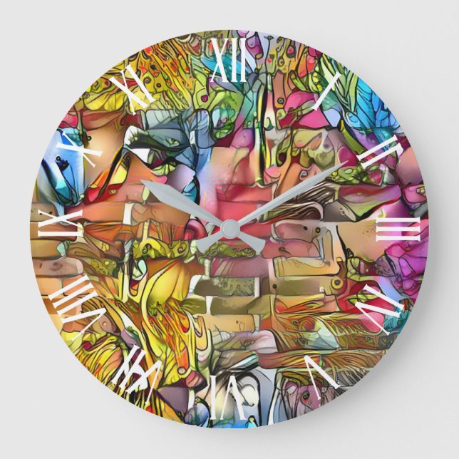 Gestaltetes Glas Moderne Kunst Sammlung Große Wanduhr (Vorderseite)