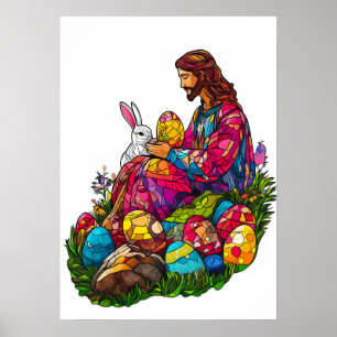 Gestaltetes Glas Oster Jesus Eier Poster