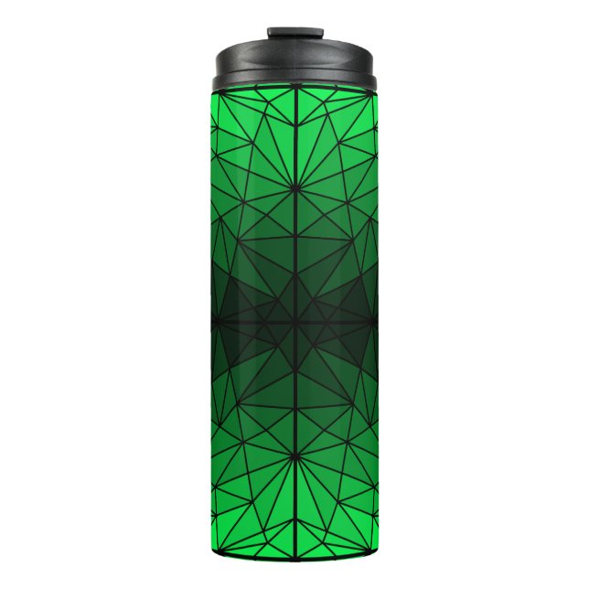 Gestaltetes Glasmuster 02.Green.Black Line BG Thermosbecher (Vorderseite)