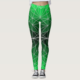 Gestaltetes Glasmuster 02.Green.LGrey Line BG Leggings