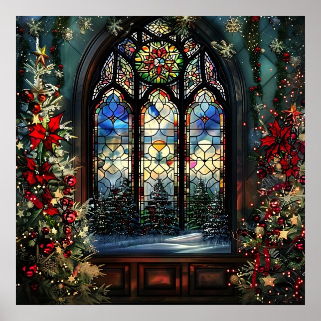 Gestaltetes Glass Christmas Art Poster (Vorne)