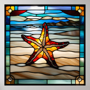 Gestaltetes Glass Look Starfish Design Poster