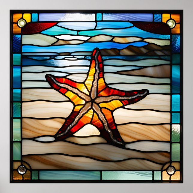 Gestaltetes Glass Look Starfish Design Poster (Vorne)