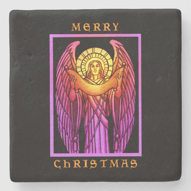 Gestaltter Glass Angel Steinuntersetzer (Vorderseite)