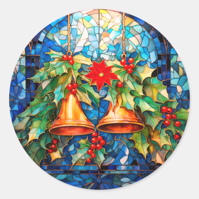 Gestalttes Glas Look Weihnachts Klassischer Rundst Runder Aufkleber (Vorderseite)