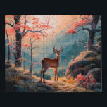 Gestaltung der Hirschwaldszene im Herbst Puzzle<br><div class="desc">Tauchen Sie ein in die Schönheit des Herbstes mit diesem bezaubernden Waldbild mit einem majestätischen Hirsch, das inmitten eines pulsierenden Herbstes stehend ist. Die kräftigen Rot- und Orangenfarben bilden einen fesselnden Kontrast zum sanften Morgennebel, der ein Gefühl der Ruhe und des Staunens in diesem Werk schafft. Dieses Design ist perfekt...</div>