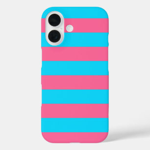 Gestaltung der rosa und blauen Streifen iPhone 16 Hülle