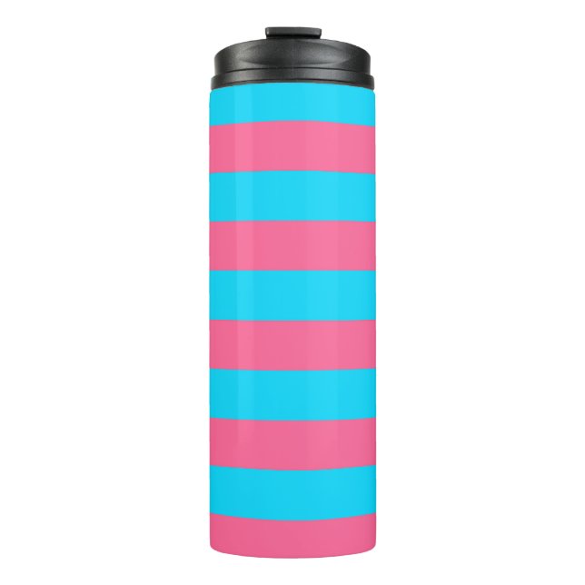 Gestaltung der rosa und blauen Streifen Thermosbecher (Vorderseite)