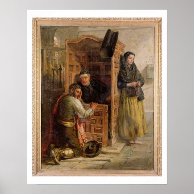 Geständnis, 1862 (Öl auf Leinwand) Poster (Vorne)