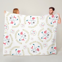 Gestanzte Allover Golf Clubs Muster Weiß Fleecedecke