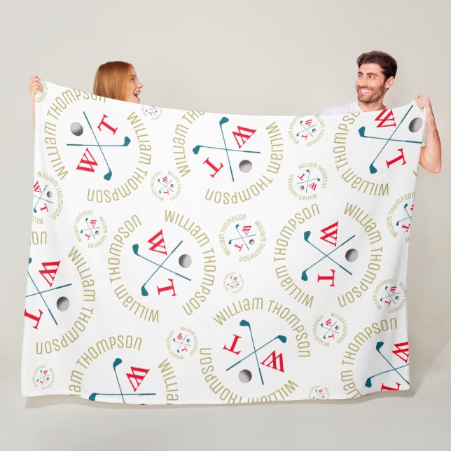 Gestanzte Allover Golf Clubs Muster Weiß Fleecedecke (Beispiel)