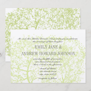 Gestanzter grauer und grüner Baum Hochzeiten Perso Einladung