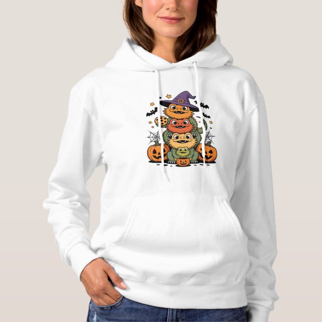 Gestapelte bärtige Drachen Halloween-Design Hoodie (Vorderseite)