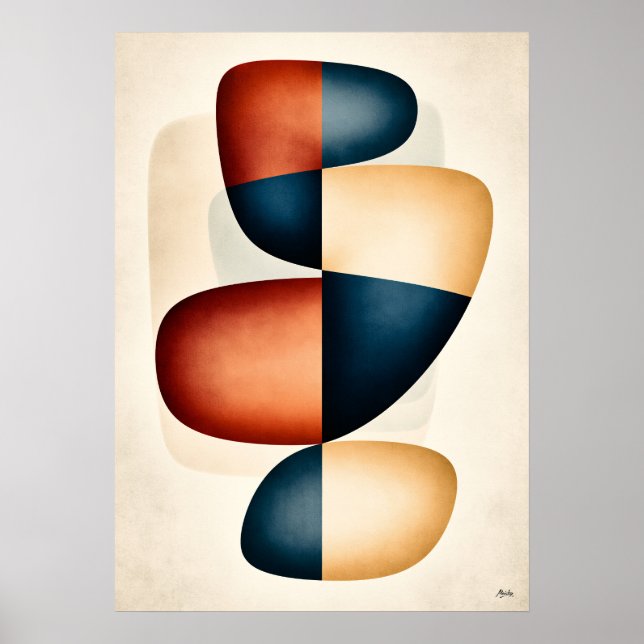Gestapelte Harmonie Japandi Biomorpher Abstrakter  Poster (Vorne)