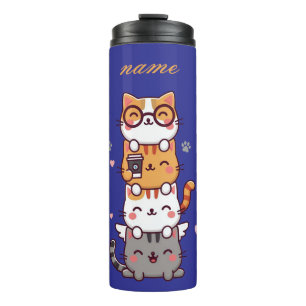 Gestapelte Kugel: Adorable Kitty Tower of Joy! Thermosbecher