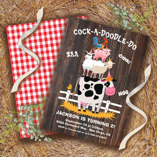 Gestapelte Landtiere Barnyard Geburtstagsparty Einladung