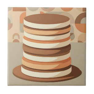 Gestapelte Pfannkuchen Retro Fliese