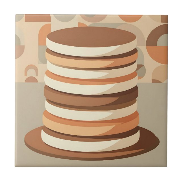 Gestapelte Pfannkuchen Retro Fliese (Vorderseite)