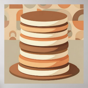 Gestapelte Pfannkuchen Retro Poster