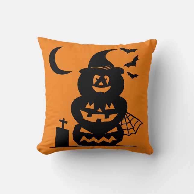 Gestapelte Pumpkins Halloween Reversible Kissen (Vorderseite)