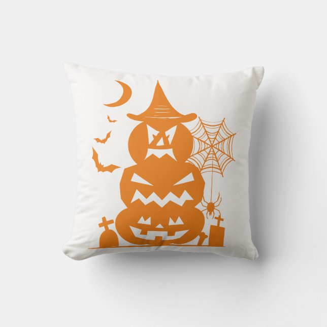 Gestapelte Pumpkins Halloween Reversible Kissen (Vorderseite)