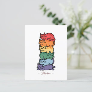 Gestapelte Regenbogenkatzen - LGBTQ Pride Celebrat Postkarte